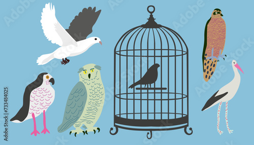 flat simple animal collection in vector.Template for logo poster icon for application and website. A series of animal images in flat style