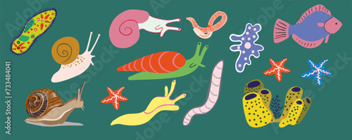 flat simple animal collection in vector.Template for logo poster icon for application and website. A series of animal images in flat style