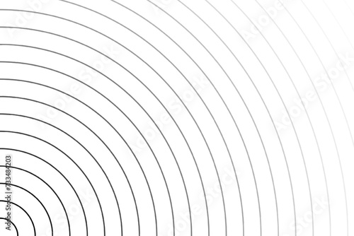 Black vanishing concentric circles background. Ripples, radiation, epicenter, sun burst, radar, target, sonar wave wallpaper. Wallpaper with hypnotic effect. Simple vector graphic illustration. photo