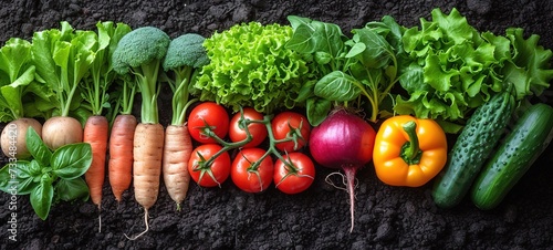 Organic vegetables background. Harvest of fresh raw carrot, beetroot, tomatoes and potatoes