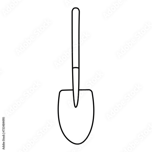 garden tool set care line doodle shovel fork broom icon element object