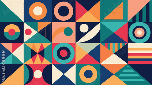 Colorful geometric pattern with abstract shapes photo
