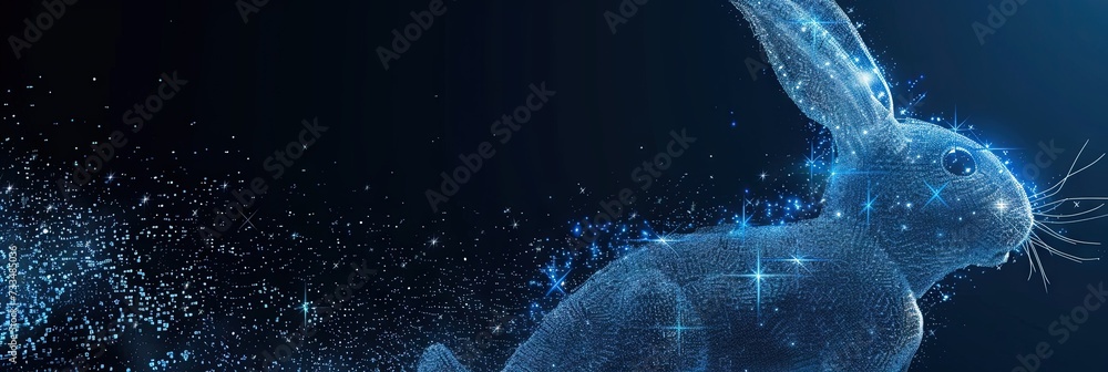 Easter bunny made of digital data in virtual reality metaverse Easter bunny made of digital data in virtual reality metaverse