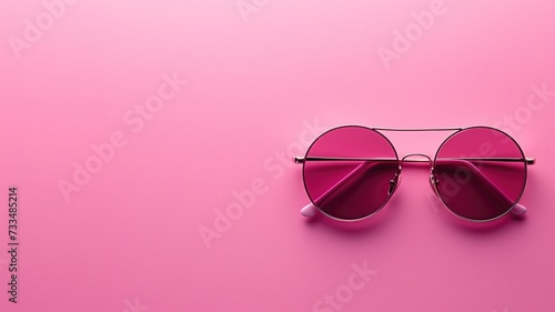 Pink sunglasses on a vibrant pink background