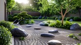 Designer garden with fresh plants and stones8