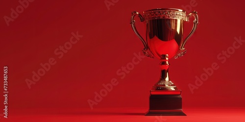 Golden cup trophy on solid background