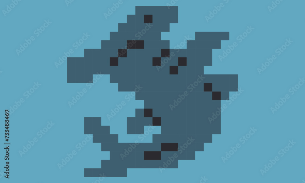 Hammerhead shark dot illustration1-pixel art-