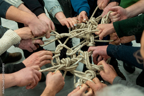 Slika na platnu Teamwork, tor view, unity concept, team spirit