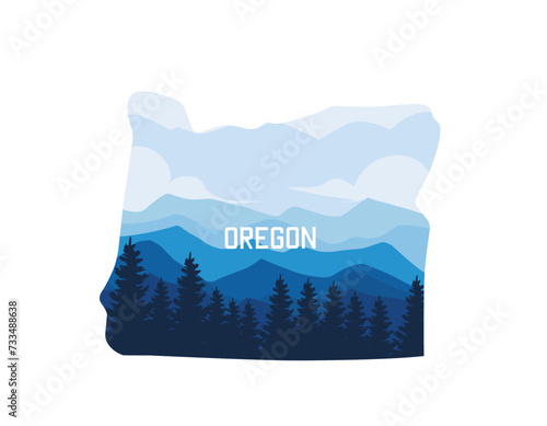 vector of nature landscape in oregon state usa perfect for print, apparel design, etc photo