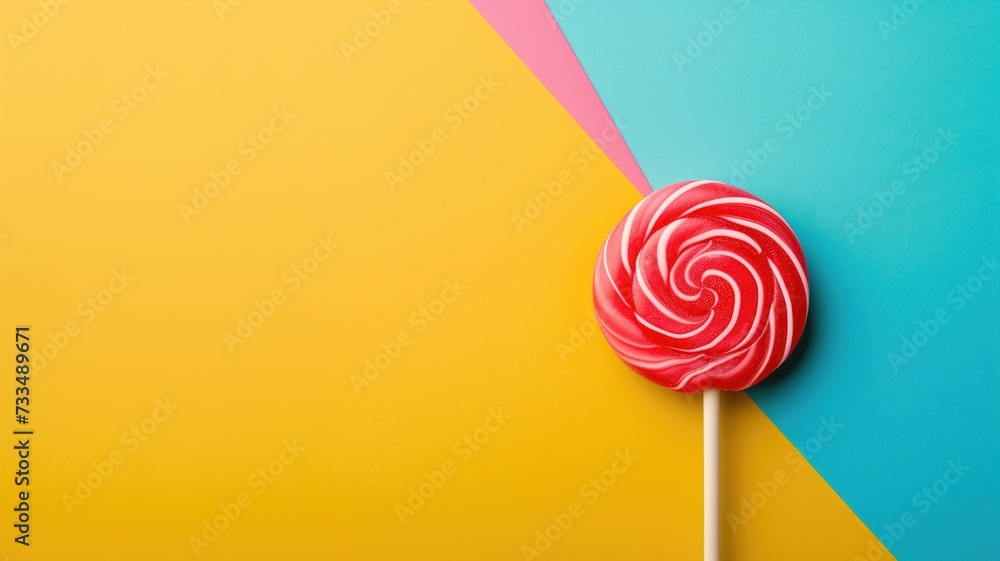 Swirl lollipop on a vibrant split background Swirl lollipop on a vibrant split background