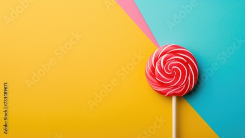 Swirl lollipop on a vibrant split background photo