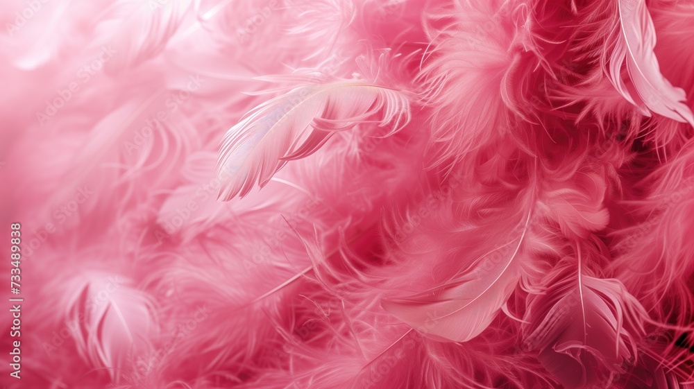 Fluffy pink feathers in a dreamy close-up