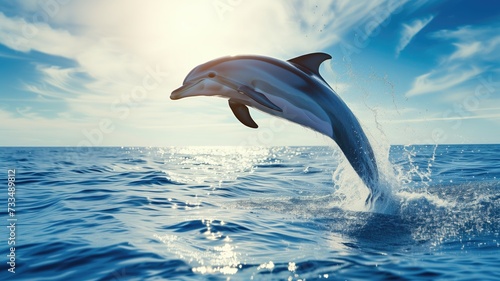 Dolphin leaping from the ocean with a splash