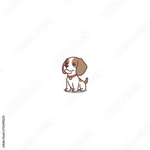 Cute beagle dog sitting cartoon, vector illustration
