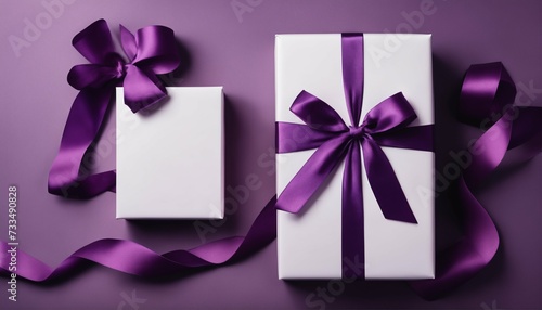 Elegant gift box adorned with a purple ribbon  perfect for special occasions