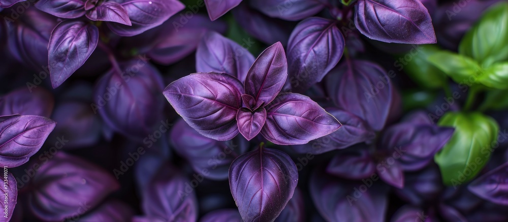 Vibrant Closeup of Purple Basil in a Serene Garden Vibrant Closeup of Purple Basil in a Serene Garden