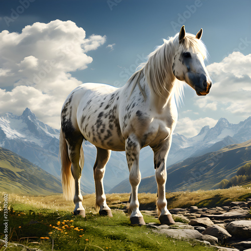 Horse in the mountains. Generative Ai © Богдана Яким
