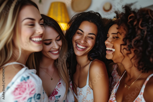 group of girls having fun on party
