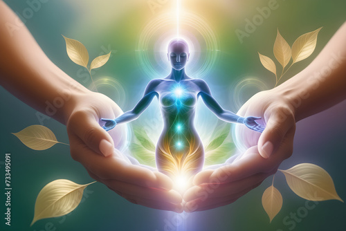 wellness is in your hands, the power to heal, energy healing concept, divine feminine