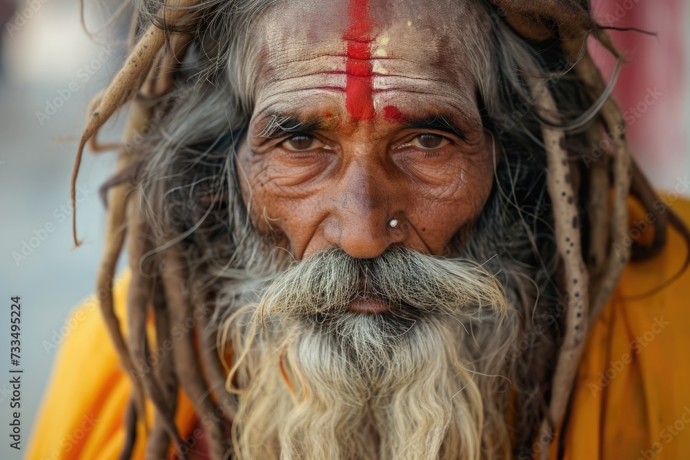 Portrait of an Indian sadhu with long rasta hair Portrait of an Indian sadhu with long rasta hair