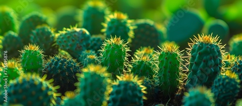 Vibrant Green Cactus Colorized in a Green  Cactus  Colorized Oasis