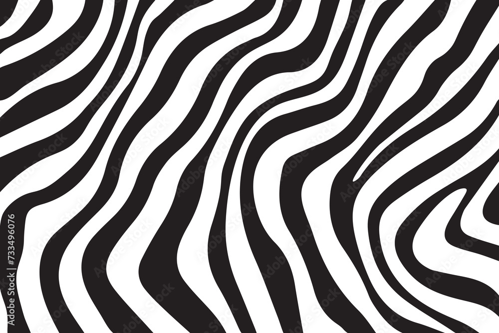 Background with zebra stripes. Horizontal banner with stylish bold curved lines. Black and white wallpaper. Vector illustration Background with zebra stripes. Horizontal banner with stylish bold curved lines. Black and white wallpaper. Vector illustration