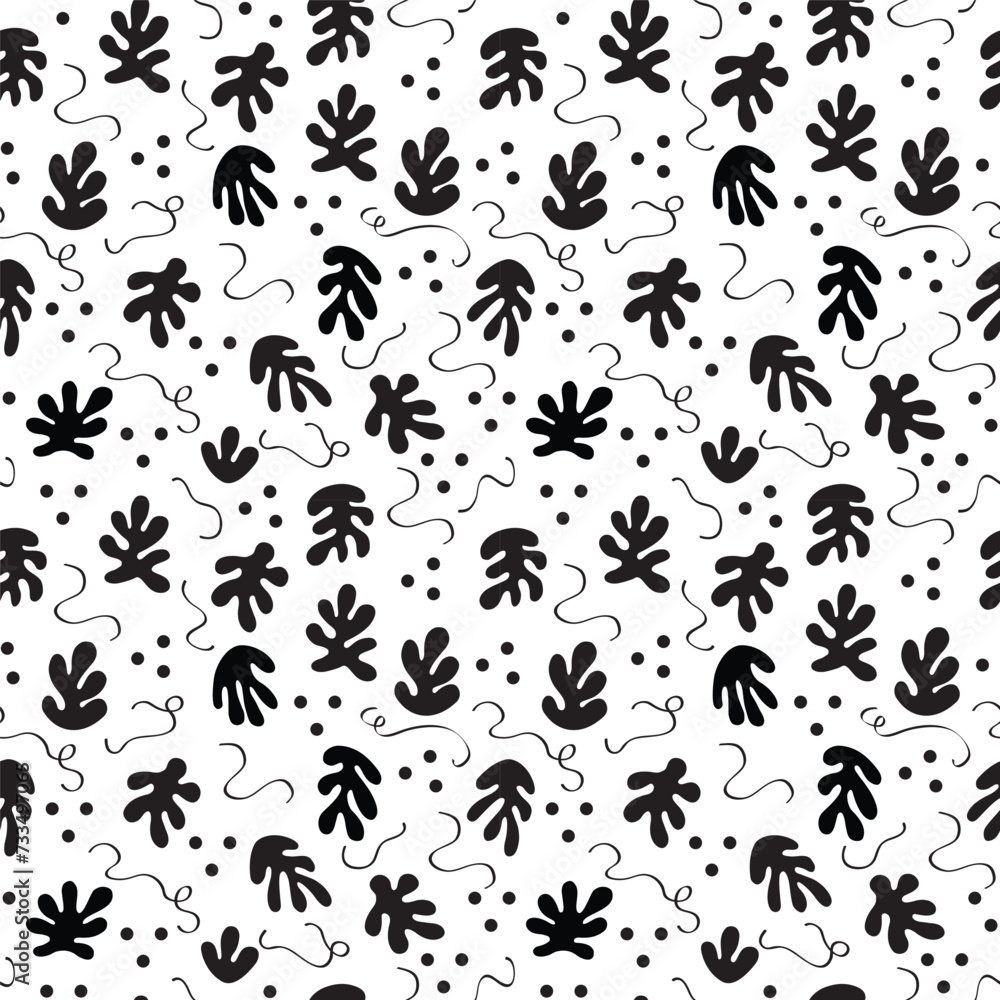 Black abstract modern shapes leaves with dots pattern on white background design element template Black abstract modern shapes leaves with dots pattern on white background design element template