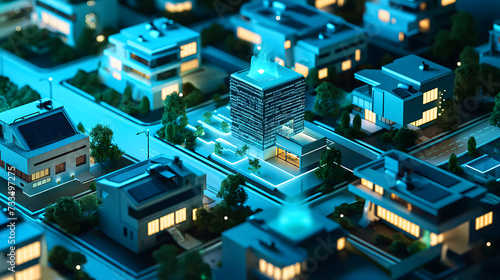Modern Suburban Homes Concept, 3D Visualization of a Smart Housing Scheme