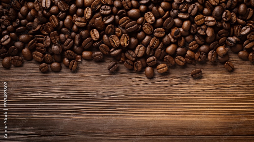 Coffee beans. On a wooden background. Top view. Copy space. Coffee beans. On a wooden background. Top view. Copy space.