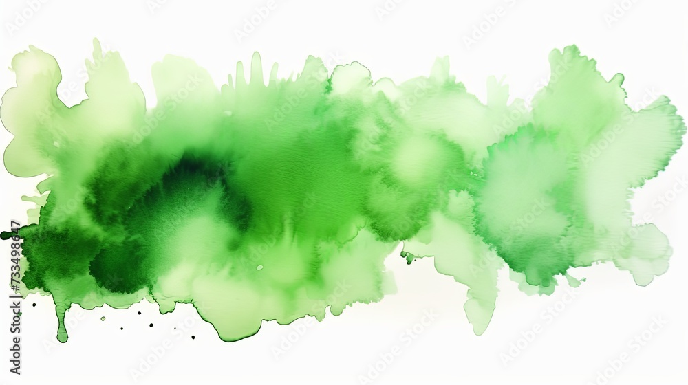Fototapeta premium Abstract green watercolor on white background.The color splashing on the paper.It is a hand drawn.