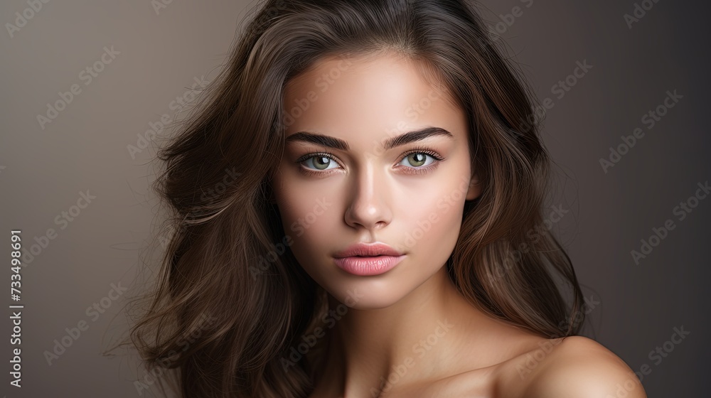 Fototapeta premium Woman beautiful face healthy skin care natural beauty young model