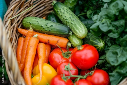 Harvest in a basket. Background with selective focus and copy space