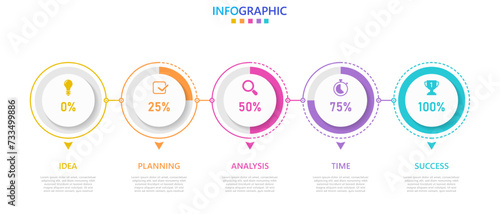 Infographic template for business. Modern Timeline infograph with 5 steps.