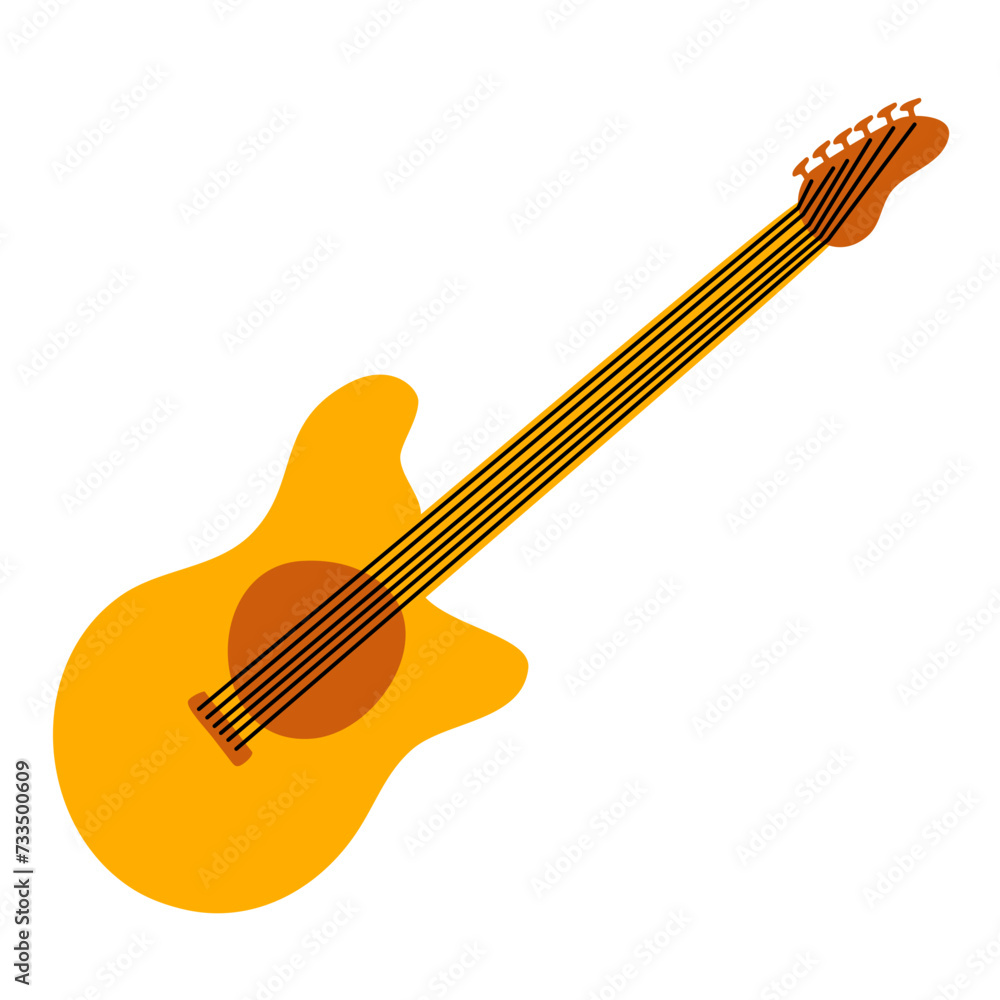 Fototapeta premium Guitar Instrument Handdrawn Cartoon Illustration Vector 