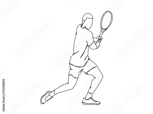 Tennis Player Single Line Drawing Ai, EPS, SVG, PNG, JPG zip file © LINDO