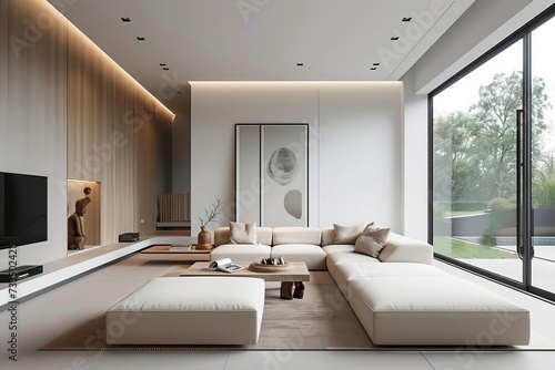 Contemporary living room with minimalist design Natural light And modern furniture