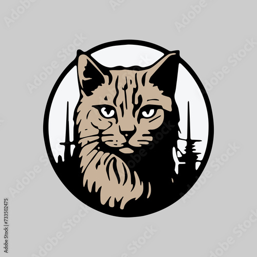 cute cat vector logo illustration