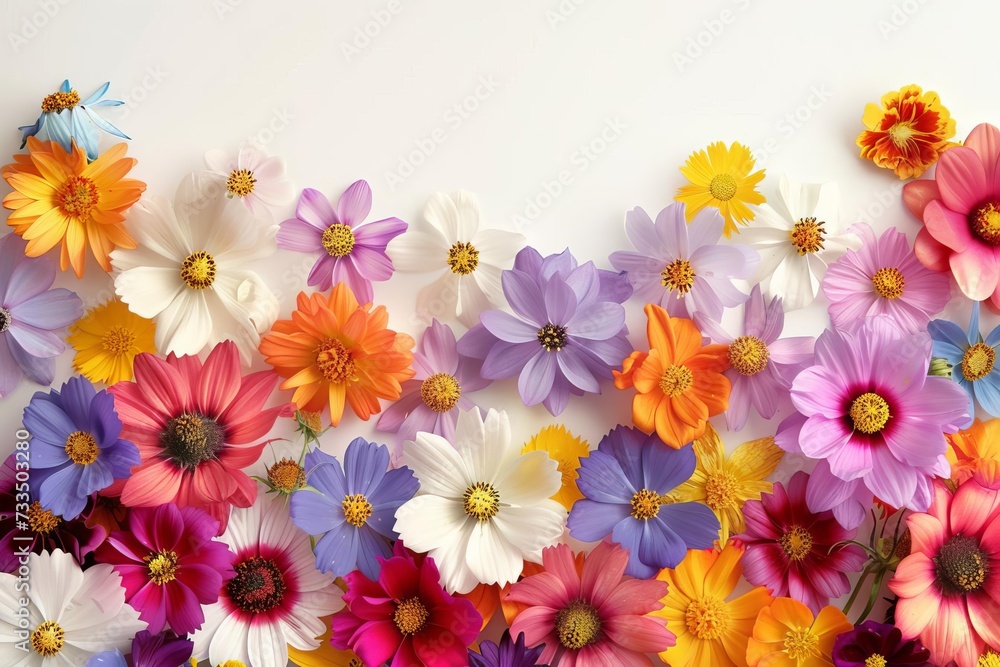 Spring banner with a colorful array of flowers Creating a vibrant and inviting backdrop for mother's day or any springtime celebration With space for text
