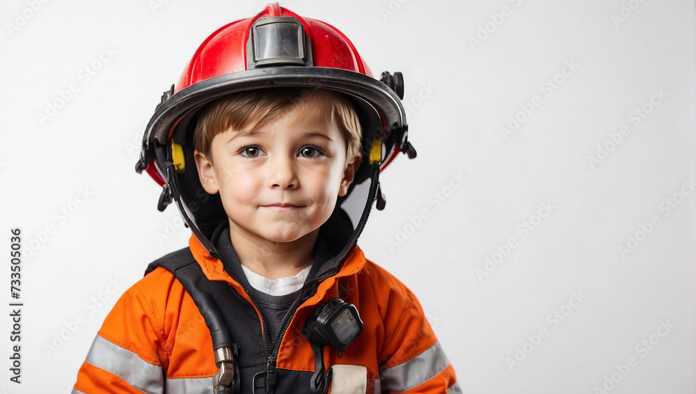 little boy wearing a firefighter suit isolated on white background little boy wearing a firefighter suit isolated on white background