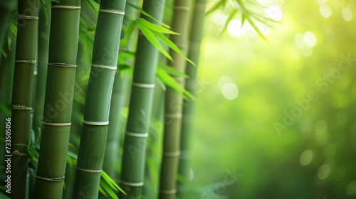Fast growing, sustainable bamboo in a peaceful zen garden landscape. 