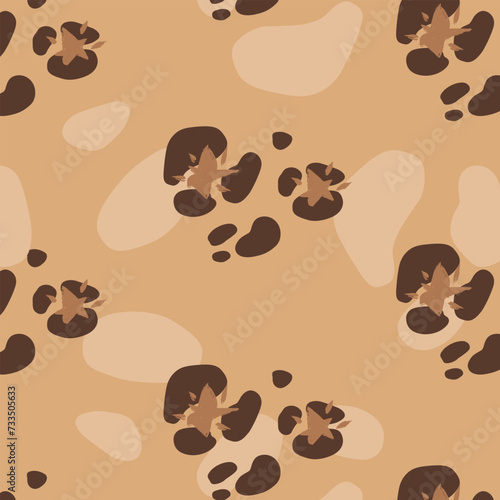 animalistic texture print, abstract leopard skin seamless pattern on beige background.