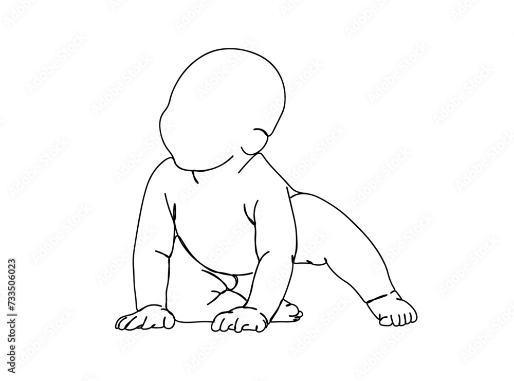Baby Single Line Drawing Ai, EPS, SVG, PNG, JPG zip file Baby Single Line Drawing Ai, EPS, SVG, PNG, JPG zip file