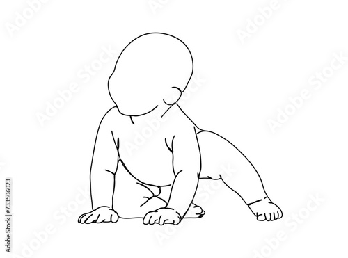Baby Single Line Drawing Ai, EPS, SVG, PNG, JPG zip file