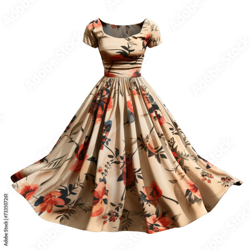 Floral dress isolated on transparent background, cut out, png
