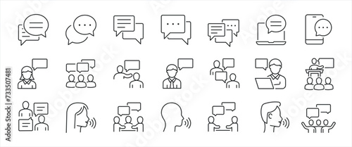 Speaking thin line icons. Editable stroke. For website marketing design, logo, app, template, ui, etc. Vector illustration.