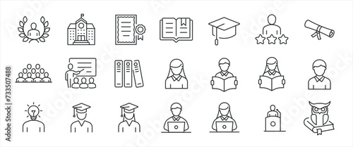 Student thin line icons. Editable stroke. For website marketing design, logo, app, template, ui, etc. Vector illustration.