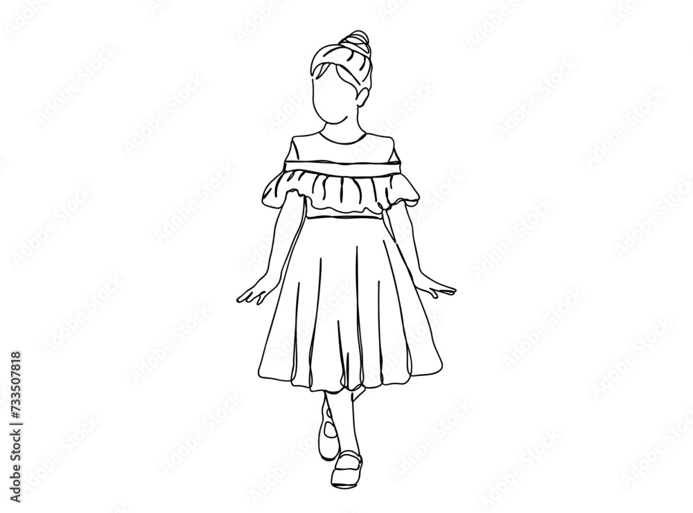 Little Girl Single Line Drawing Ai, EPS, SVG, PNG, JPG zip file Little Girl Single Line Drawing Ai, EPS, SVG, PNG, JPG zip file