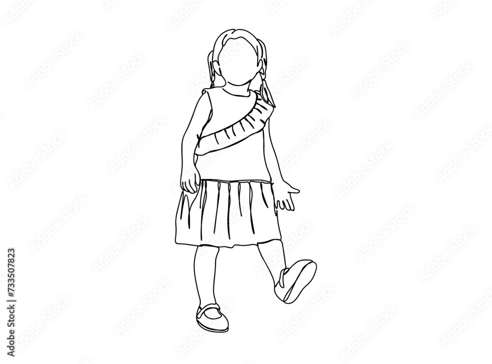 Little Girl Single Line Drawing Ai, EPS, SVG, PNG, JPG zip file