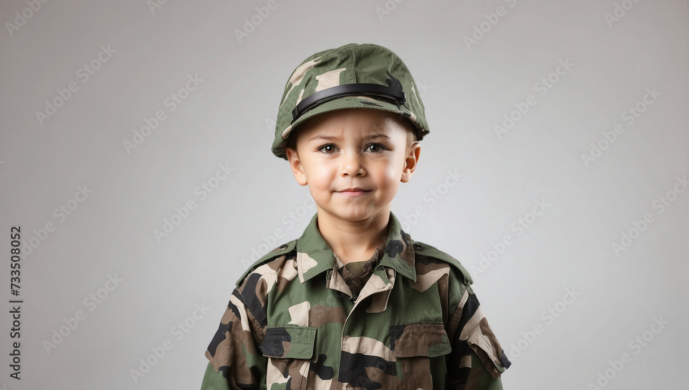 little boy wearing army uniform isolated on white background little boy wearing army uniform isolated on white background