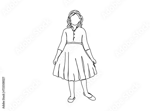 Little Girl Single Line Drawing Ai  EPS  SVG  PNG  JPG zip file